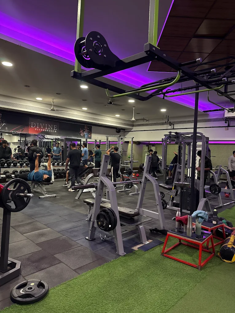 Strength and free-weight training floor at Divine Fitness Club